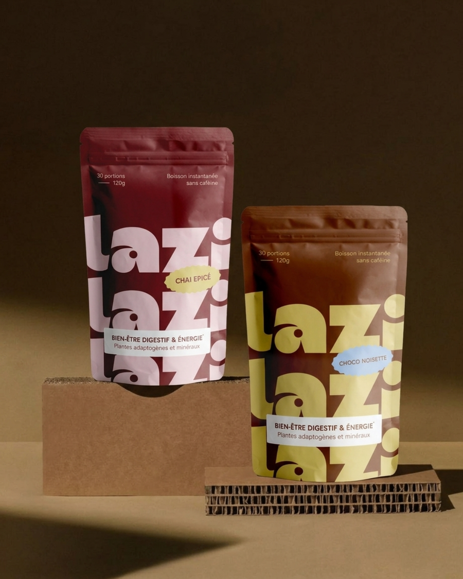 Le duo découverte lazi : doypacks Chaï épicé et Choco noisette